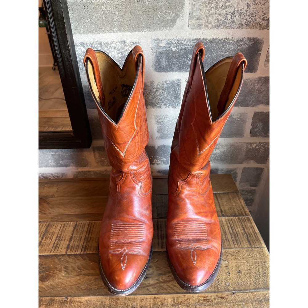 TONY LAMA 5084 Men's Brown Vintage Western Cowboy Boots 10 EEEE USA EUC - Picture 2 of 8